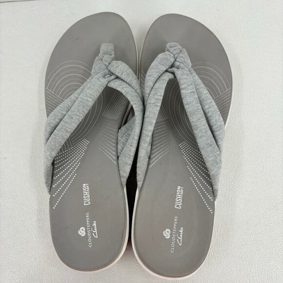 Clarks Cloudsteppers Arla Gilson Thong Sandals Cushion Soft Gray Women's Size 10 - Picture 3 of 10